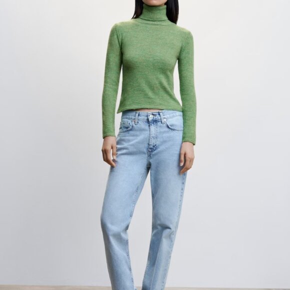 NWT Mango wool blend Turtleneck green knitted sweater Size S - Picture 3 of 7